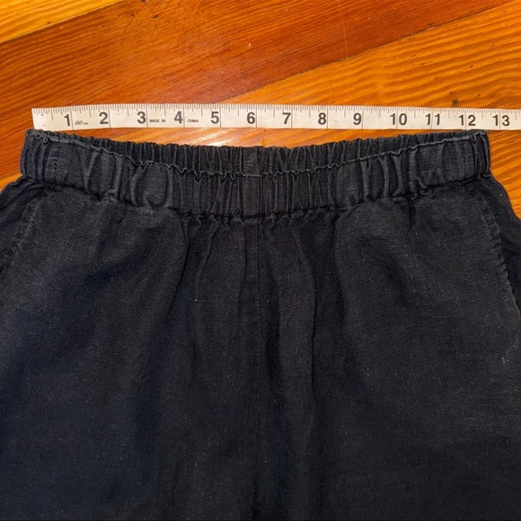 Flax Linen Cropped Wide Leg Pants Black Small - Picture 6 of 10